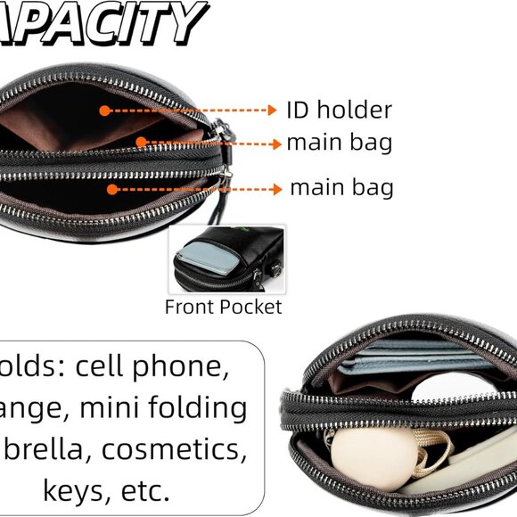 Women Crossbody Bag PU Leather Magnolia Embroidery Cell Phone Purse - Picture 4 of 6